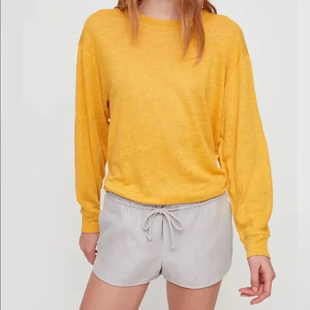 Aritzia Community Habitus Pull On Linen Blend Shorts XXS Cream
